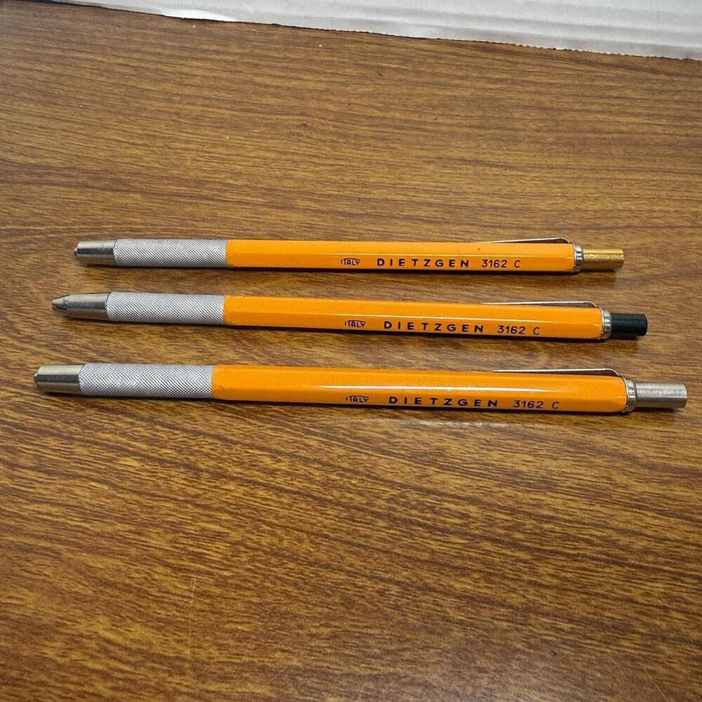 Lot of 3 Vintage Dietzgen 3162 Clutch Lead Holder Pencils Drafting Mechanical